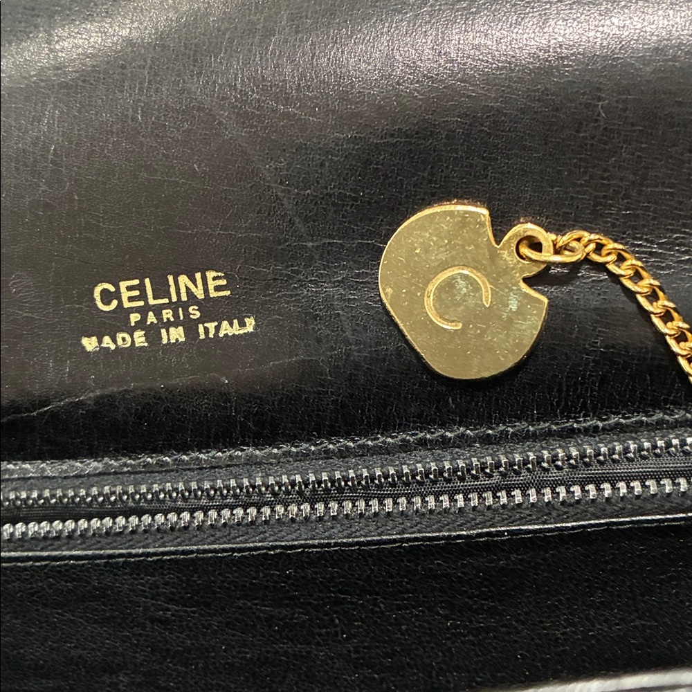 Vintage Celine Chic Black Leather Bag with Gold Accents - Picture 9 of 14